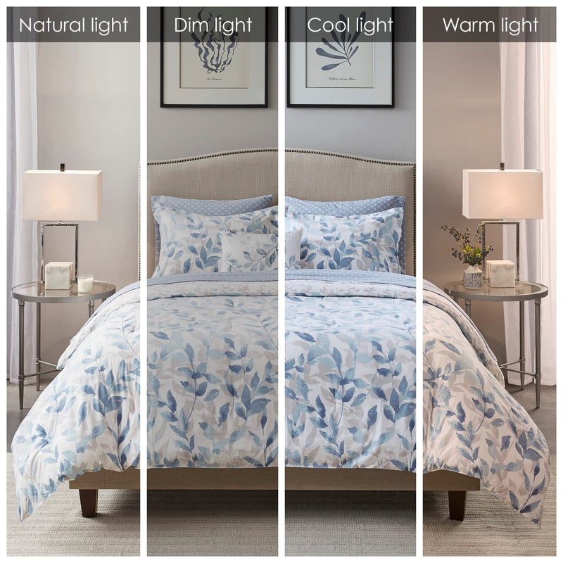 Madison Park Essentials Cozy Bed in a Bag Reversible Comforter with Complete Sheet Set - Modern Botanical Print All Season Cover, Shams, Decorative Pillow, Full(78"x86"), Blue 8 Piece - Image 2